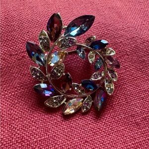 Colorful Rhinestone Leaf Brooch – Crystal Jewelry Pin